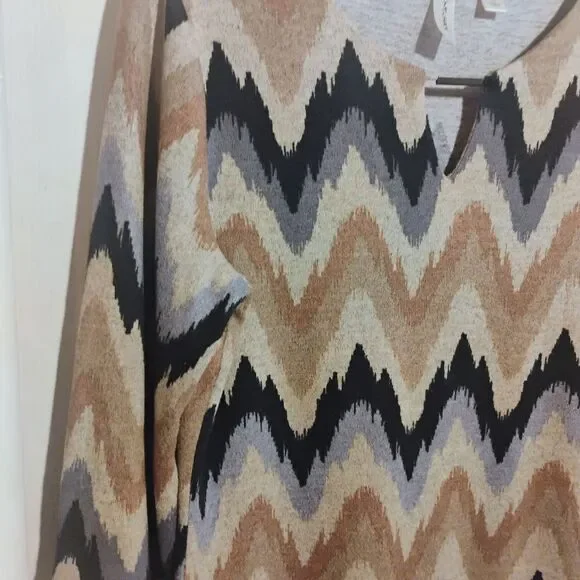 Tacera Black and Tan Sheath Dress 3/4 Sleeve Crew Neck - Picture 3 of 13